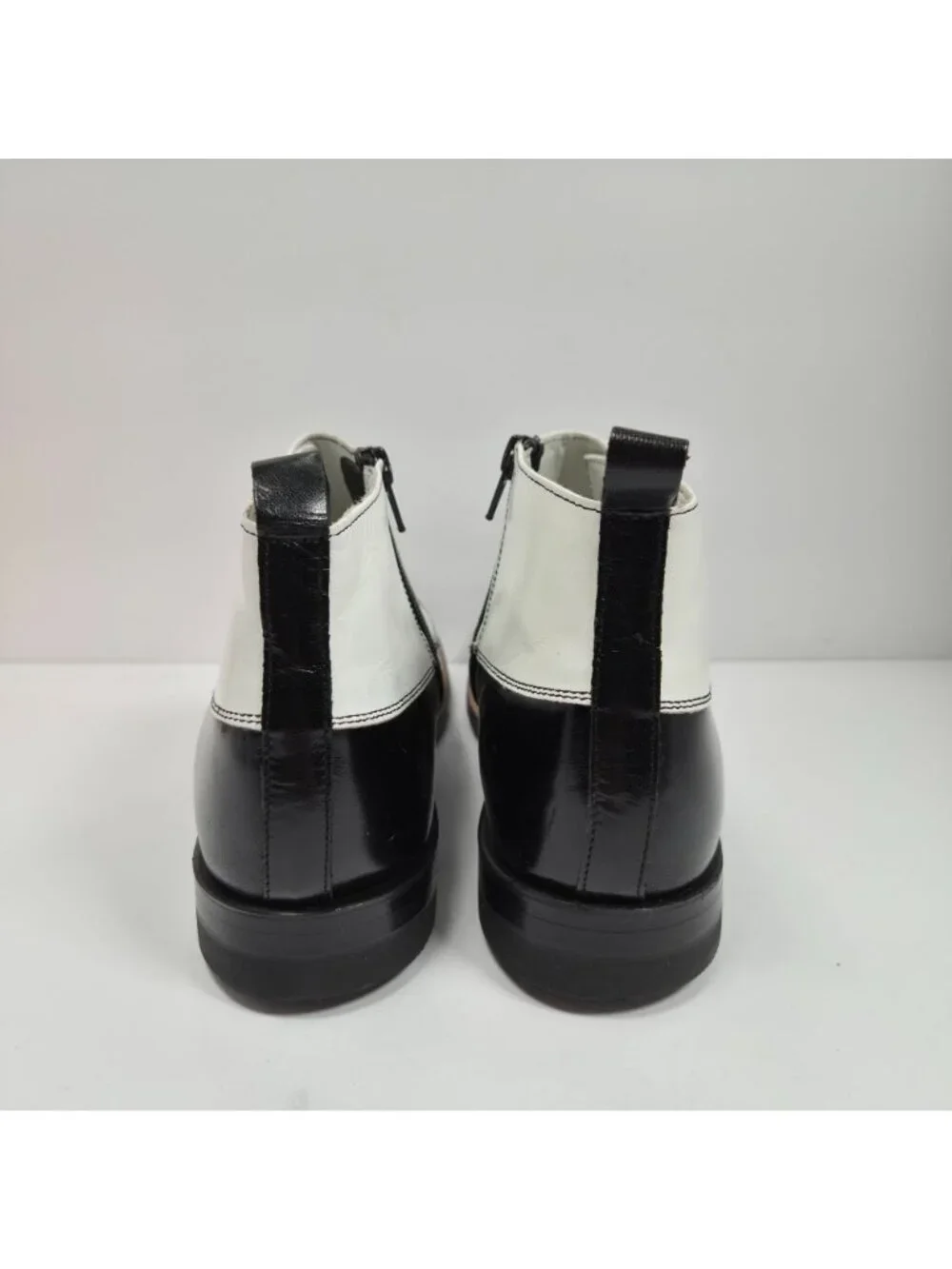 Stacy Adams Madison Men's White Black Leather Ankle Boots US Size 7.5D